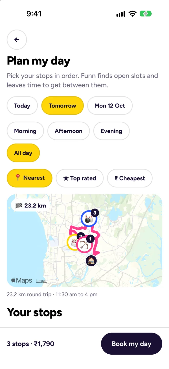 Plan my day with a route map