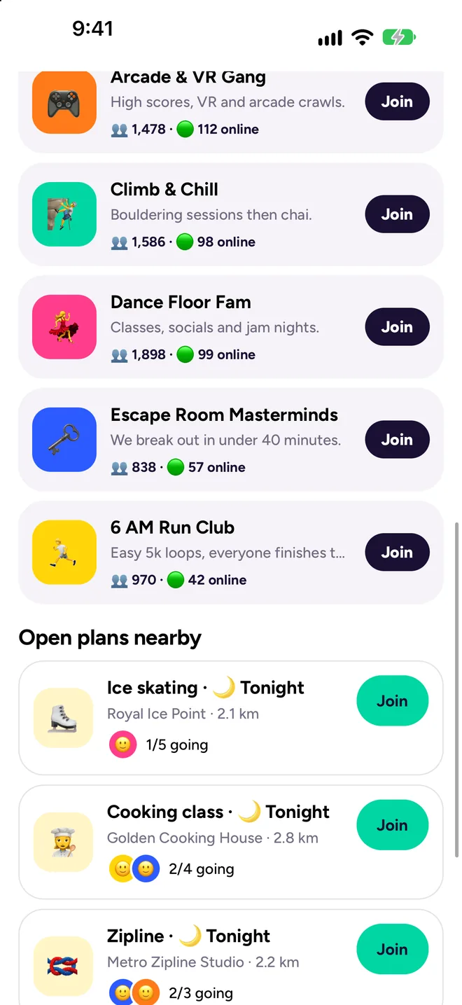 Open plans nearby you can join